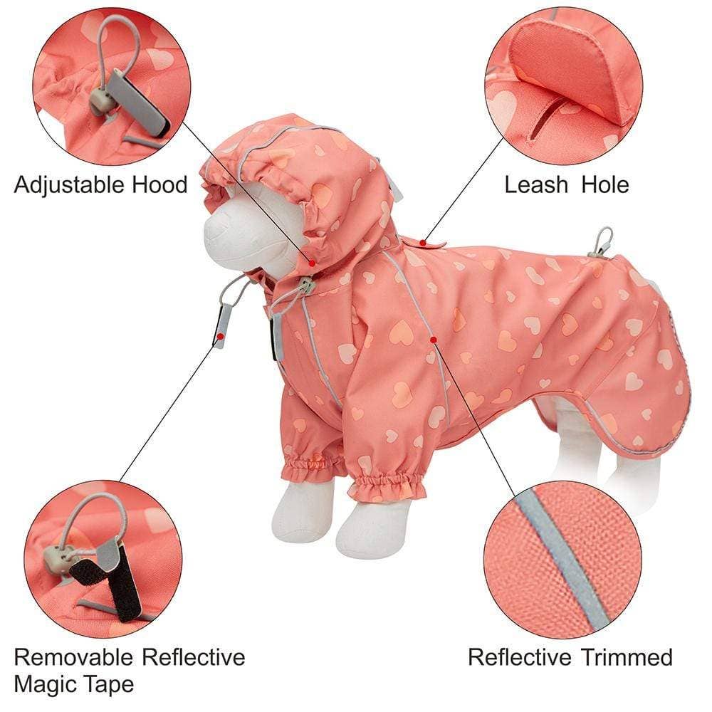 3 Colors, 2 Legs Reflective Dog Raincoat: Pink / 10"